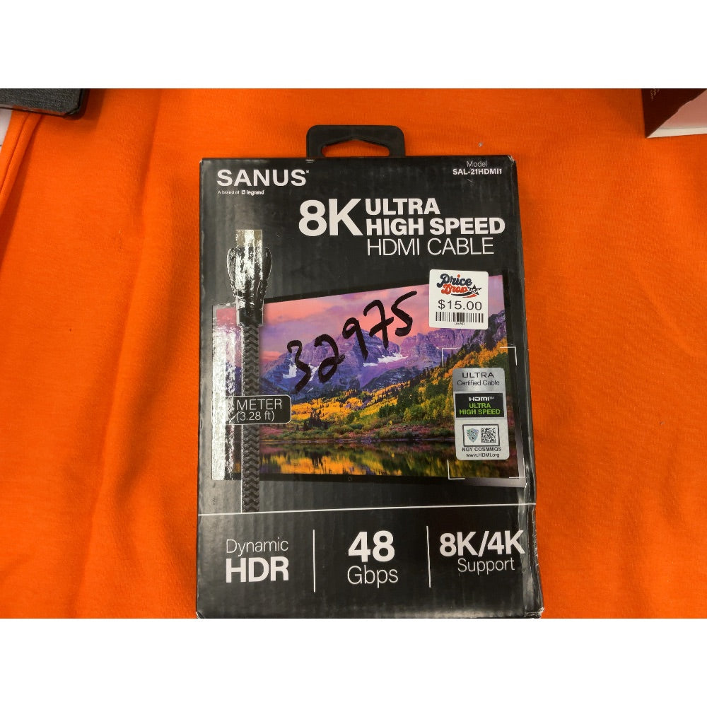 Sanus 8K ULTRA HIGH SPEES HDMI to HDMI 3.28-ft Black - 48 Gbps SAL-21HDMI1