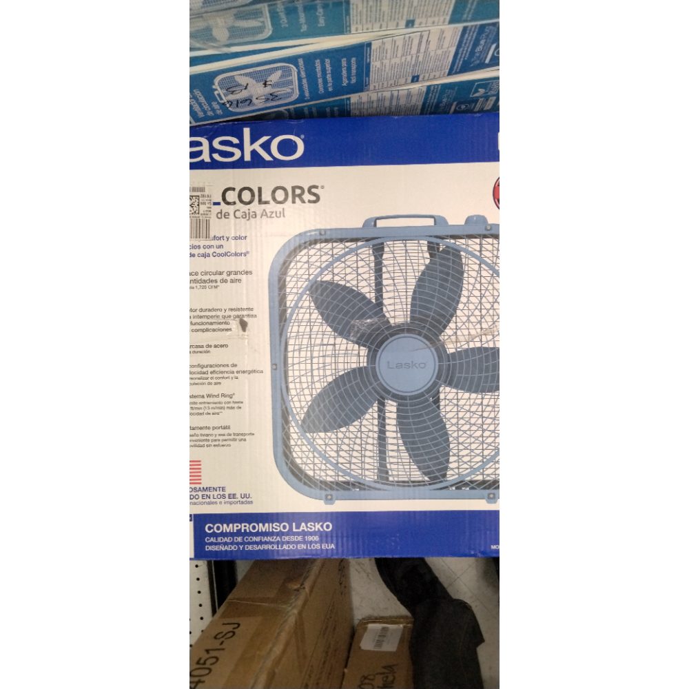 Lasko 20  Cool Colors 3-Speed Box Fan with Weather-Resistant Motor  Blue  B20310