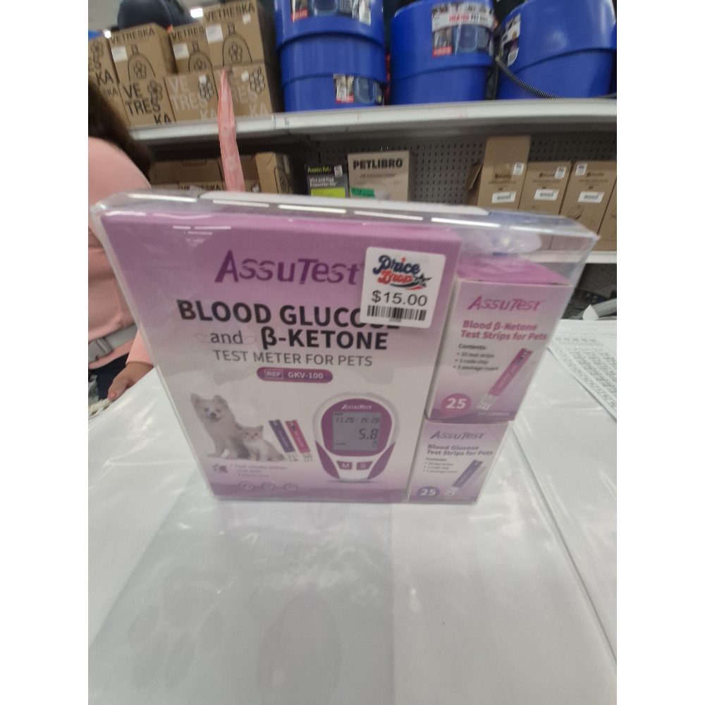 AssuTest Blood Glucose & Ketone Test Meter for Pets, GKV-100