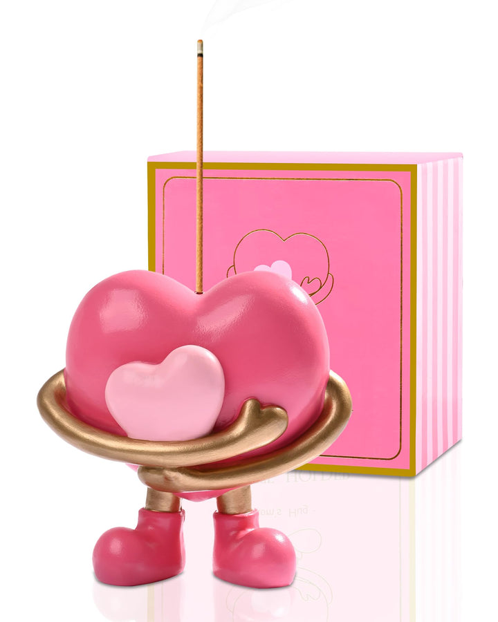 WDS WONDROUS Mother and Baby Hugging Figurine Gift for Mom from Daughter Resin Heart Statue Incense Holder for Mother's Day Decorative Incense Holder for Stickers Tabletop Shelf Decor