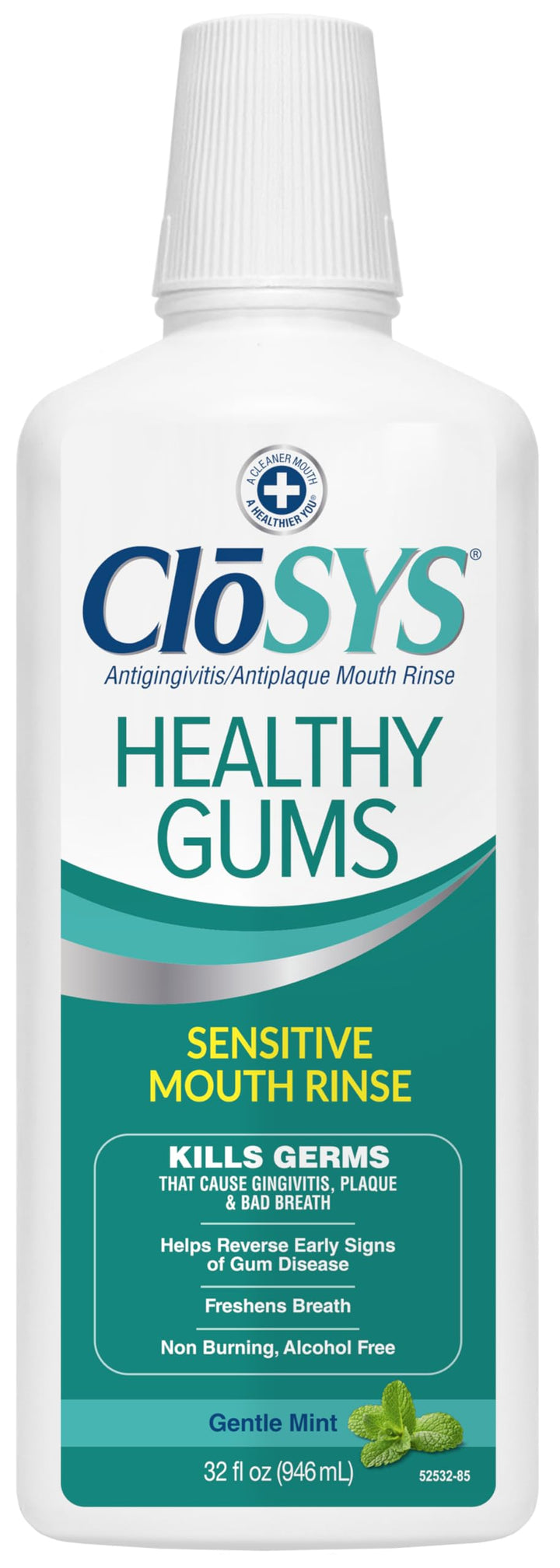CloSYS Healthy Gums Mouthwash 32 Fl Oz, Antiplaque, Anti-Gingivitis Mouthwash, Non-Burning, Non-Irritating