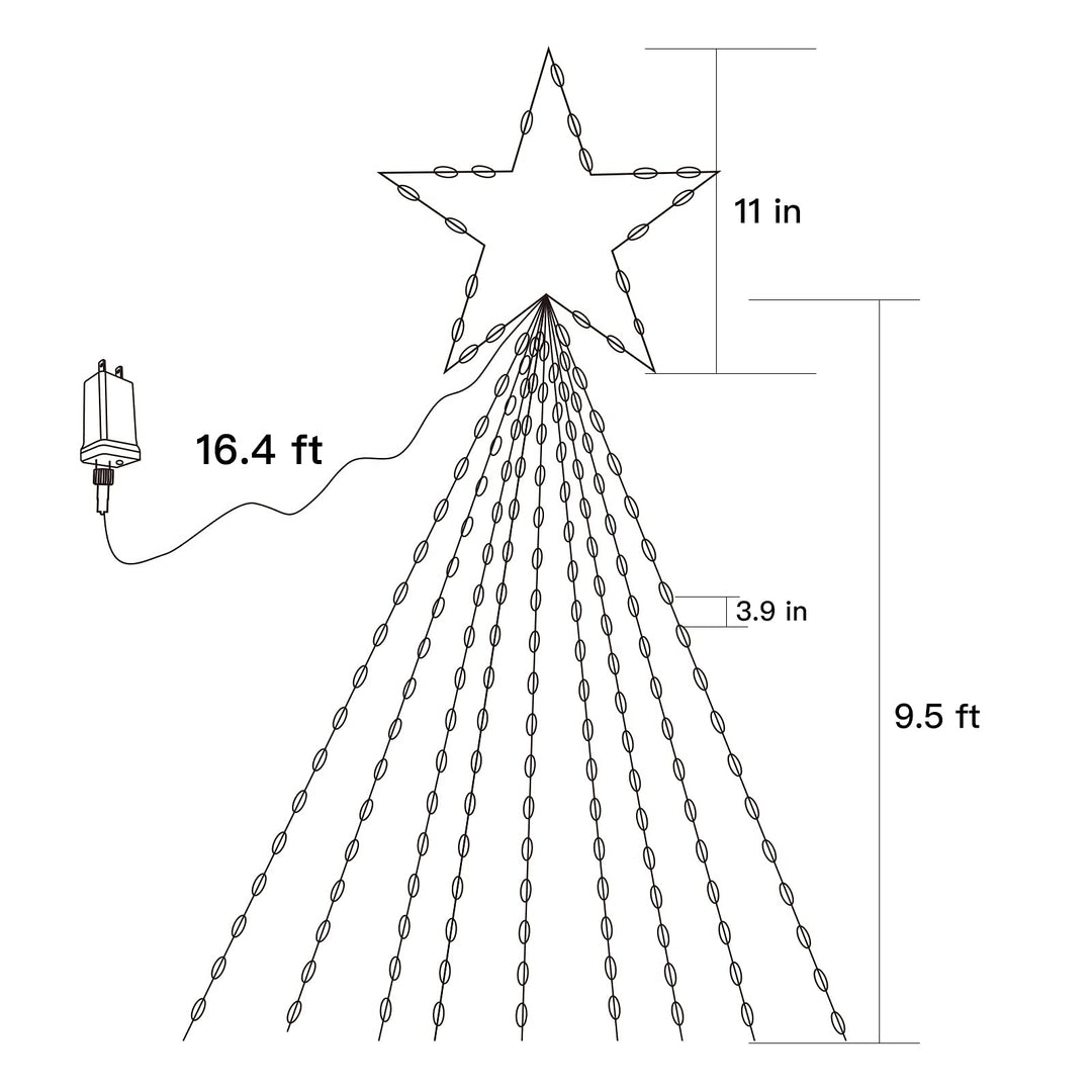 Outdoor Christmas Star String Lights, 16.4Feet Smart RGB Waterfall Tree String Light with APP Remote Control, 317LED DIY Timer Music Sync Shooting Star Lights for Indoor Outdoor Garden Decoration