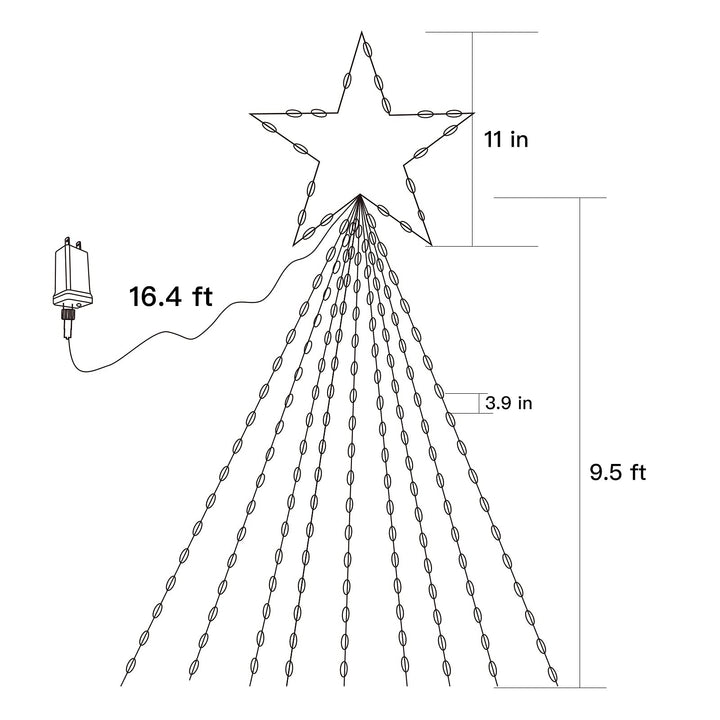 Outdoor Christmas Star String Lights, 16.4Feet Smart RGB Waterfall Tree String Light with APP Remote Control, 317LED DIY Timer Music Sync Shooting Star Lights for Indoor Outdoor Garden Decoration