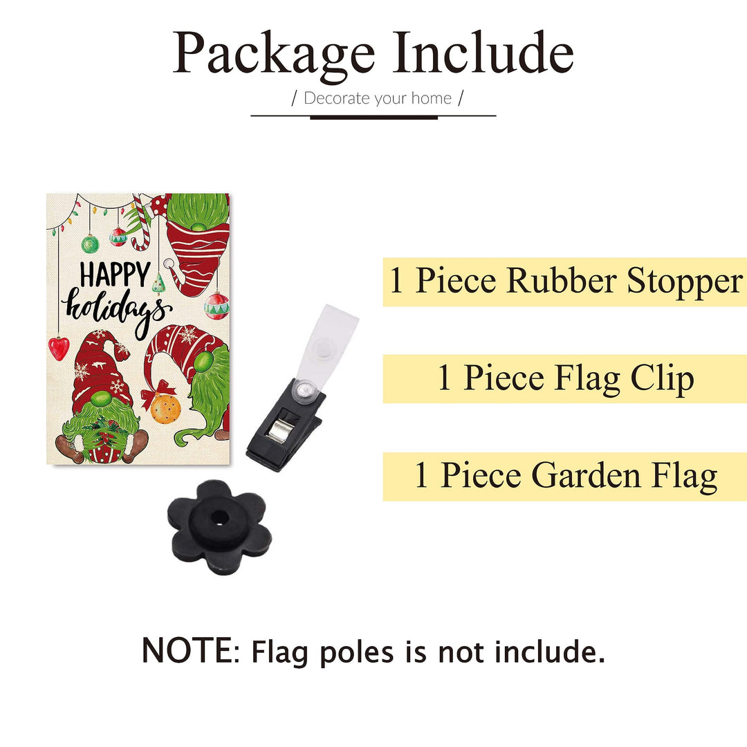 ORTIGIA Christmas Gnome Garden Flag Happy Holidays Burlap Vertical Double Sided Christmas Snowman Ball Qrnaments Flag Xmas Farmhouse Seasonal Winter Holiday Yard Outdoor Decoration 12x18 Inch