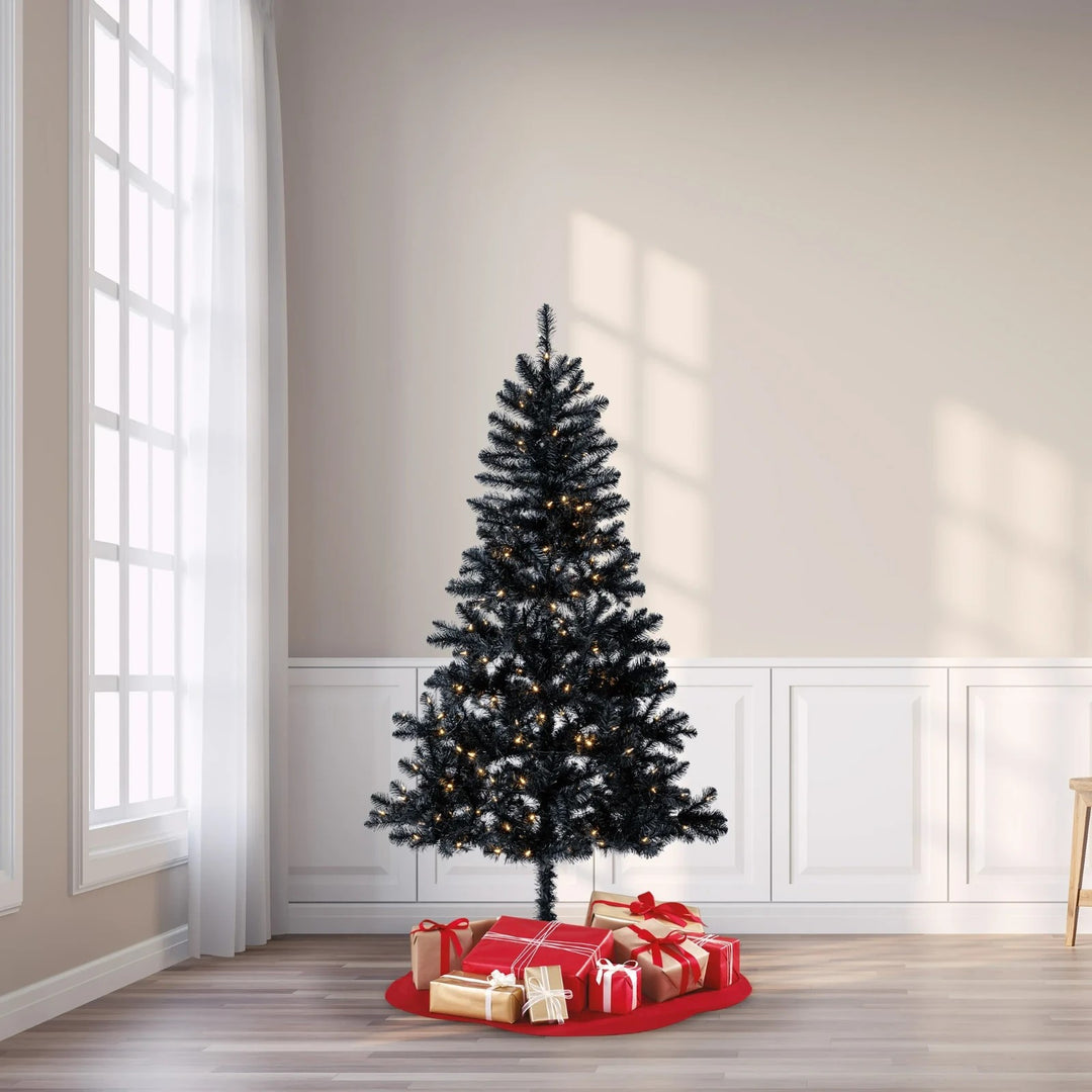 6.5ft Prelit Madison Pine Black Artificial Christmas Tree Warm White LED Lights Retail $15.00