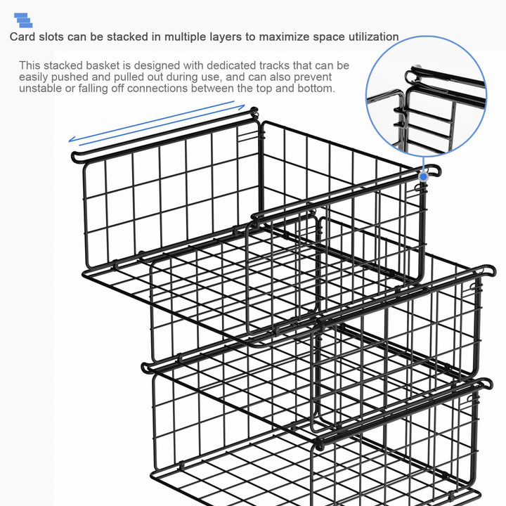 Chemailon 3 Tier Hanging Stackable Closet Organizer Wire Storage Bin Basket Drawers Shelves for Clothes Sweaters Handbags Clutches Black
