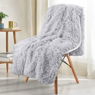 Lochas Soft Shaggy Blanket Plush Fuzzy Bed Cozy Sherpa Fluffy Blankets for Couch Chair Sofa 50 X60  Cream White