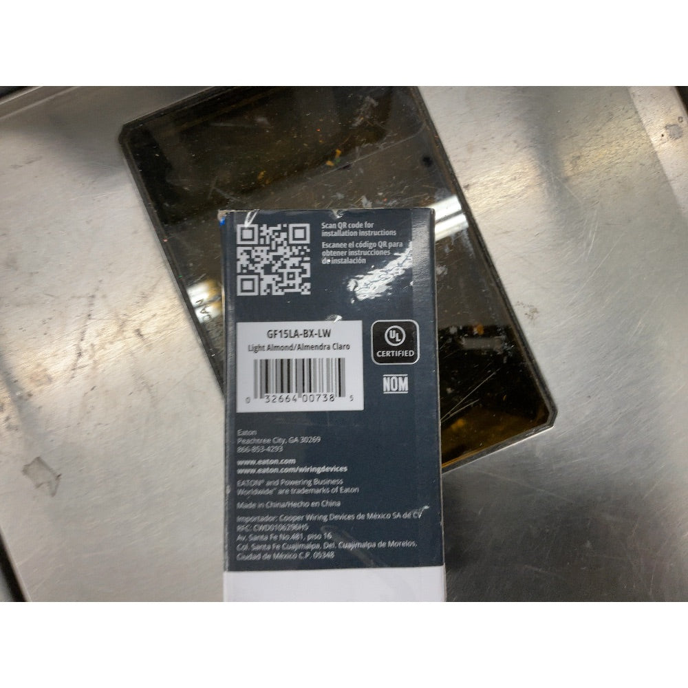 Eaton GF15LA Slim GFCI Receptacle - 15A 125V, Light Almond