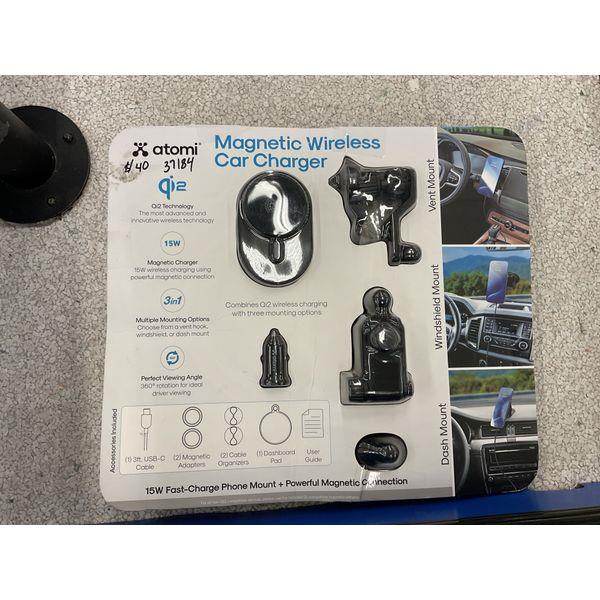 Atomi Magnetic Wireless Car Charger - Qi2 Technology, 15W Charging, 3-in-1 Mounting Options, 360° Viewing Angle