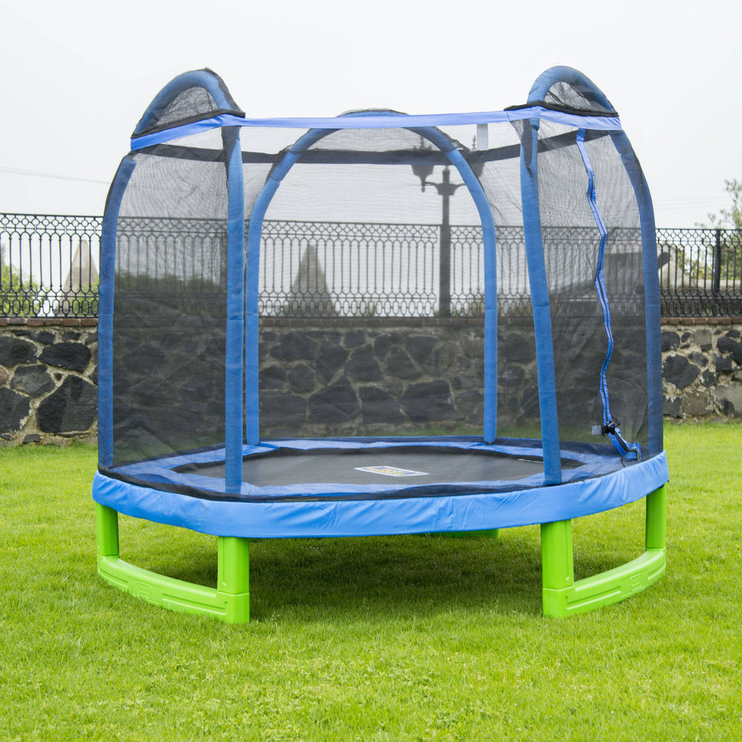 Sportspower 7  My 1st Trampoline for Kids 3-10 with Safety Enclosure Blue and Green