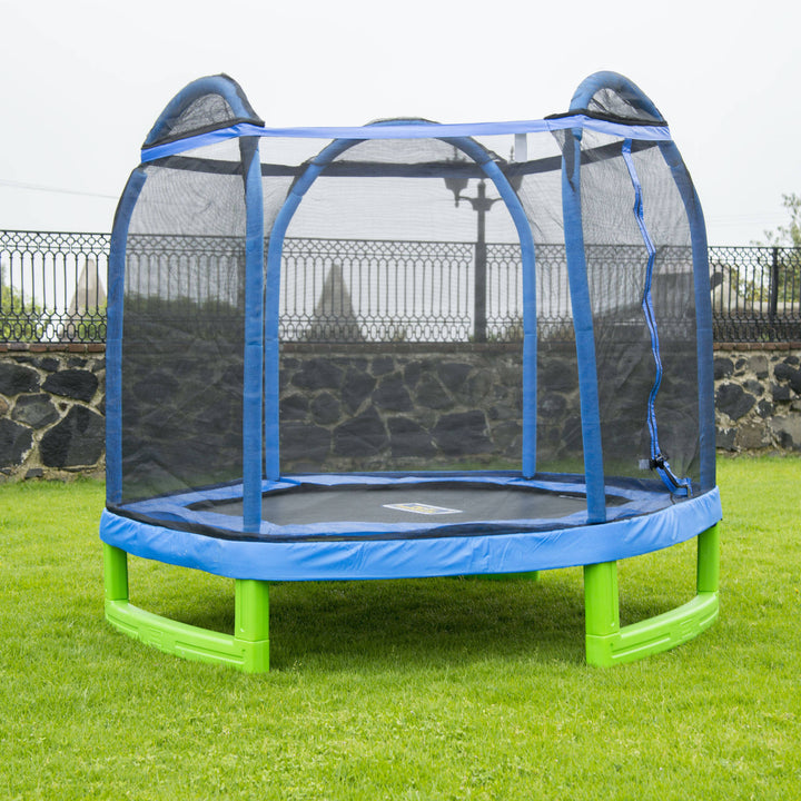 Sportspower 7  My 1st Trampoline for Kids 3-10 with Safety Enclosure Blue and Green