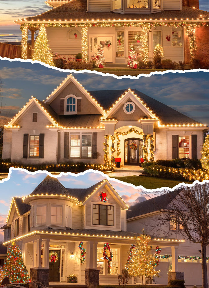 Brightown Christmas Light Clips for Outside, 100 Pack Roof Clips for C7 C9 Mini String Lights, Universal Gutter and Shingle Holiday Light Clip Set, for Christmas Decorations, White