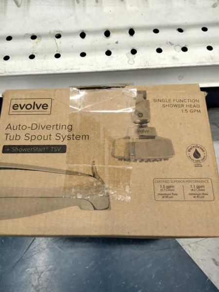 evolve Auto-Diverting Tub Spout System - ShowerStart TSV, Single Function Shower Head, 1.5 GPM Retail $75.00