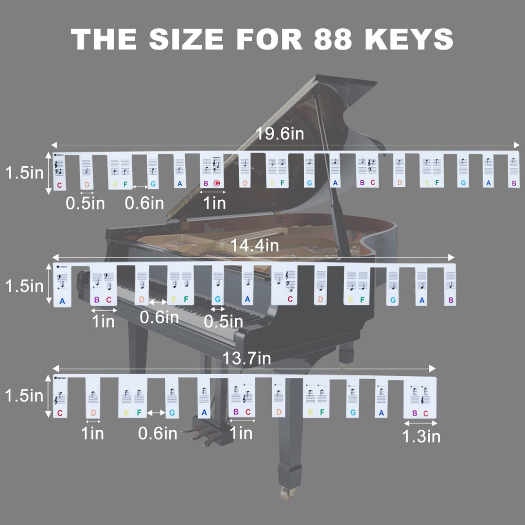 Silicone Piano Keyboard Guide,Removable Durable Piano Note Stickers for Beginner Learning,88-Key Full Size Reusable Sticker-Free Removable 88-Key Piano&Electronic Piano Note Key Guide Strip(Rainbow)