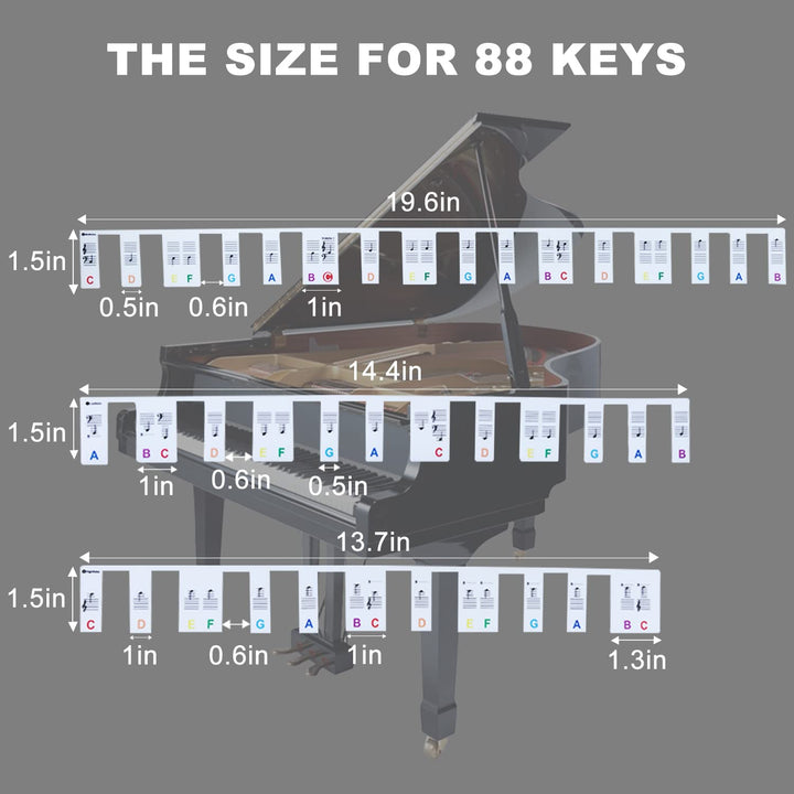 Silicone Piano Keyboard Guide,Removable Durable Piano Note Stickers for Beginner Learning,88-Key Full Size Reusable Sticker-Free Removable 88-Key Piano&Electronic Piano Note Key Guide Strip(Rainbow)