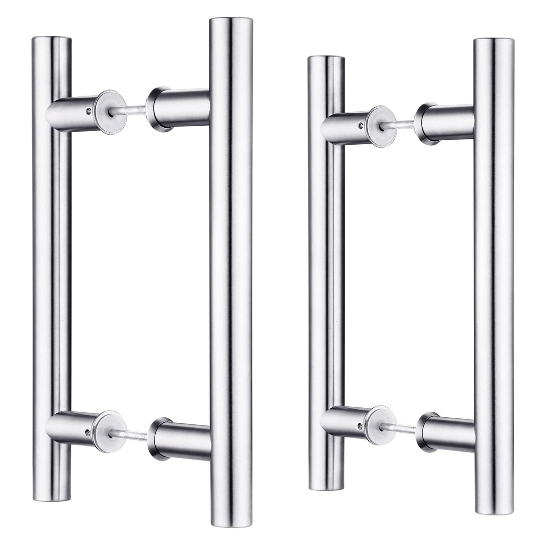 EaseLife 12" Stainless Steel Double Sided Push Pull Door Handle,H Shape Sliding Door Handle,Brushed,Fit for Glass Door Wooden Door,2 Pack