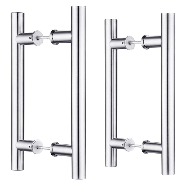 EaseLife 12" Stainless Steel Double Sided Push Pull Door Handle,H Shape Sliding Door Handle,Brushed,Fit for Glass Door Wooden Door,2 Pack
