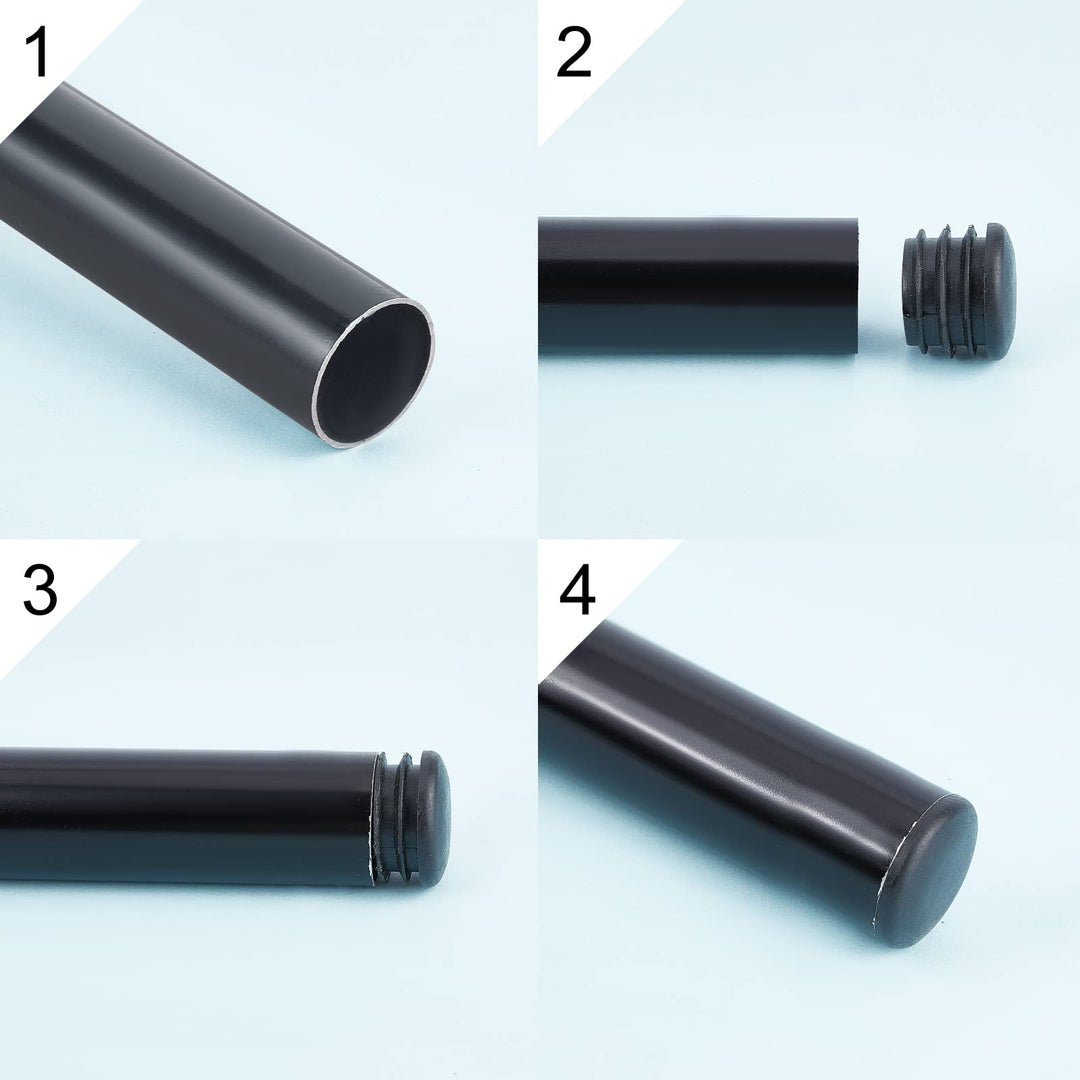 GORGECRAFT 20 Pieces 1In Round Plastic Plugs Black End Caps Plug Pipe Tubing End Cap Chair Leg Inserts for Metal Legs Fences Glide Protection from Chair Legs and Furniture, Column