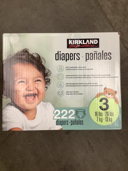 Kirkland Signature Diapers Size 3 Sealed 16-28 Lbs 222 Count Retail $59.99