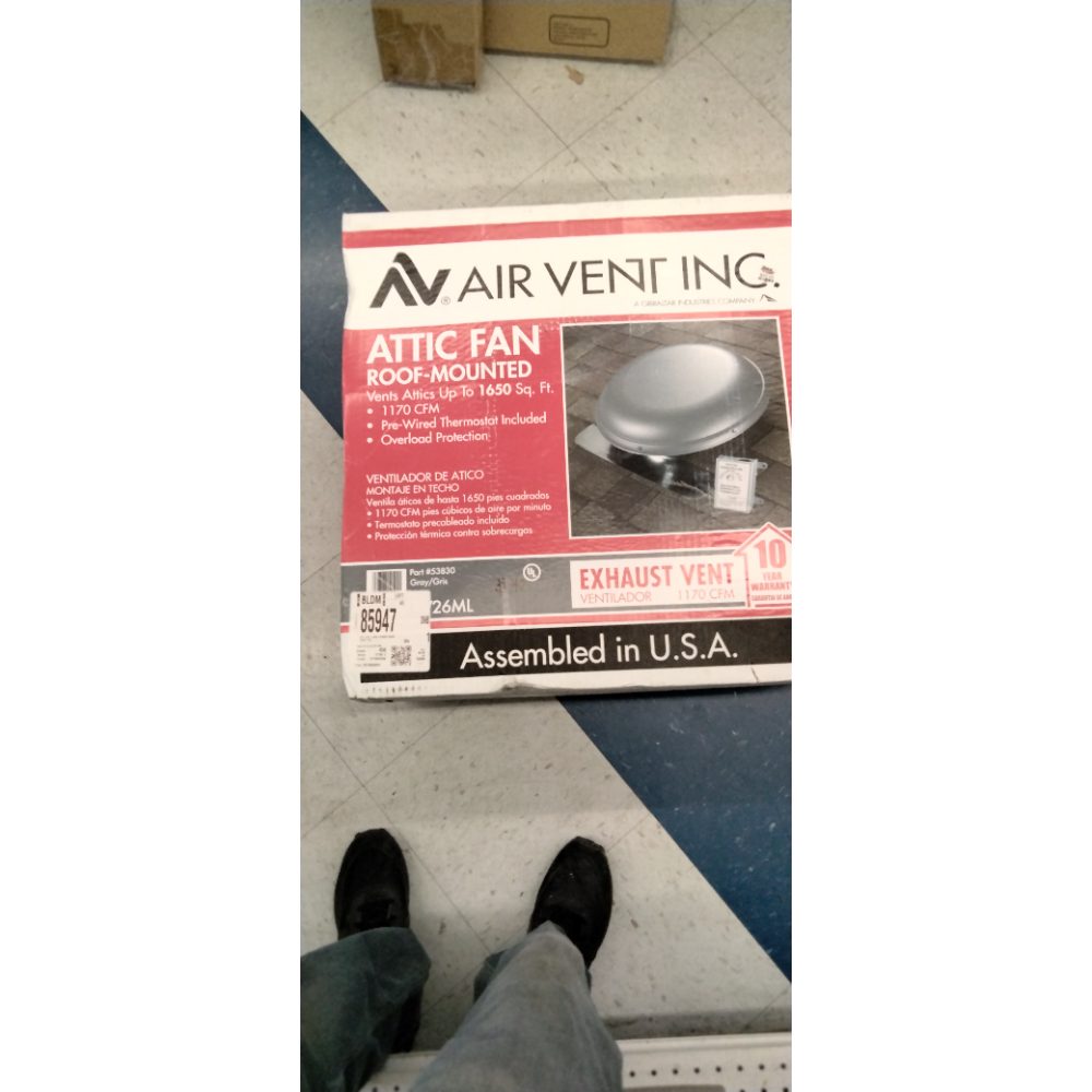 AIR VENT 53830 Roof Mounted Power Attic Ventilator