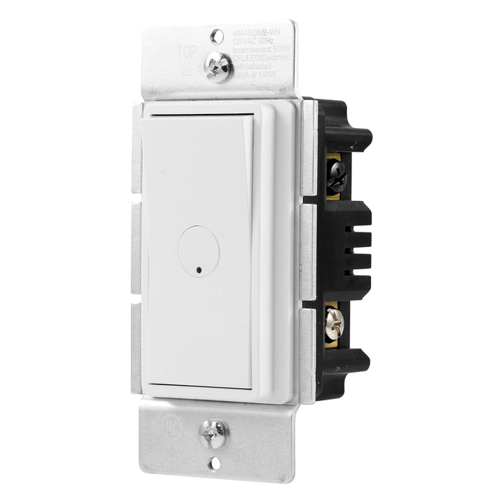 UltraPro, Dimmable LED, CFL & Incandescent Bulbs, Single Pole, On/Off Rocker Switch, Button, White, 49445 MyBright in-Wall Dimmer