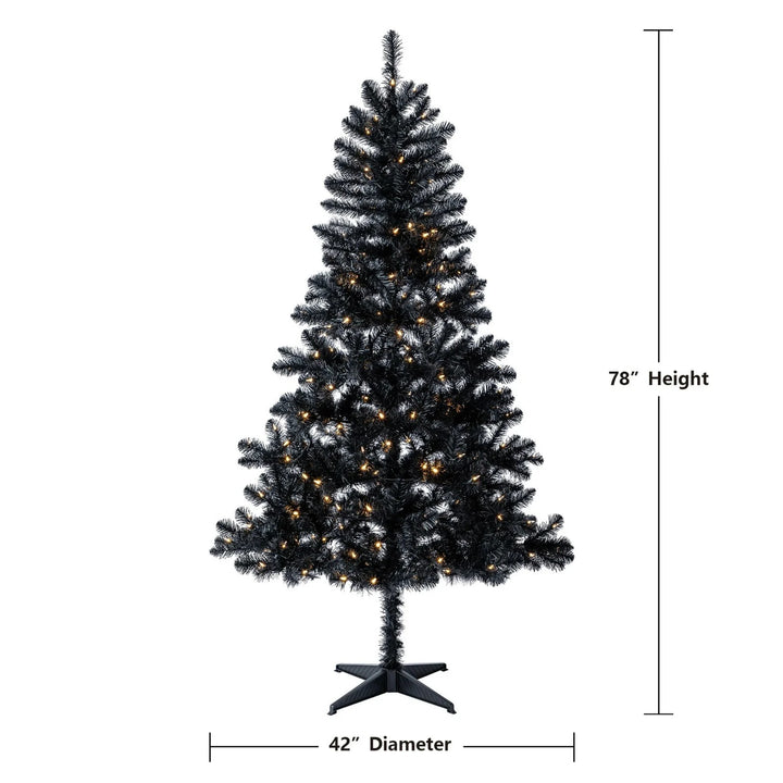 6.5ft Prelit Madison Pine Black Artificial Christmas Tree Warm White LED Lights Retail $15.00