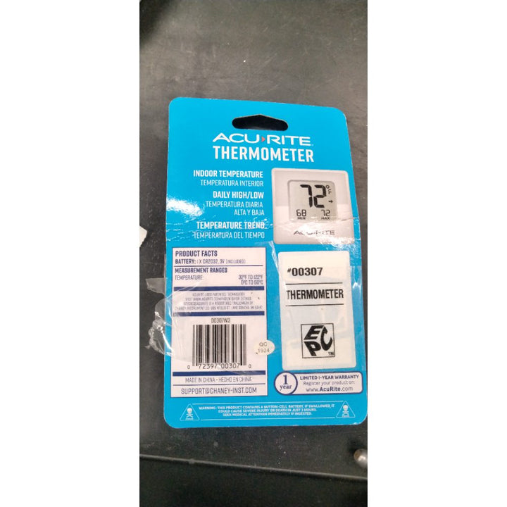 Compact Indoor Thermometer with High and Low Records-White