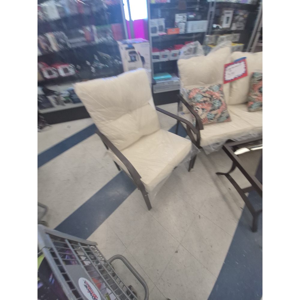 Unbranded Patio Set - Loveseat, Chair, Coffee Table - Outdoor Furniture, Brown Frame