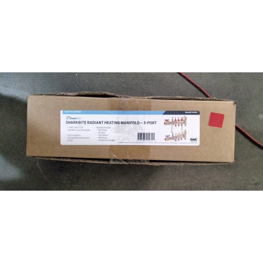 SharkBite 3 Loop Radiant Heating Manifold, Push to Connect Brass Plumbing Fitting, PEX Pipe, PE-RT, 24930 Retail $281.00