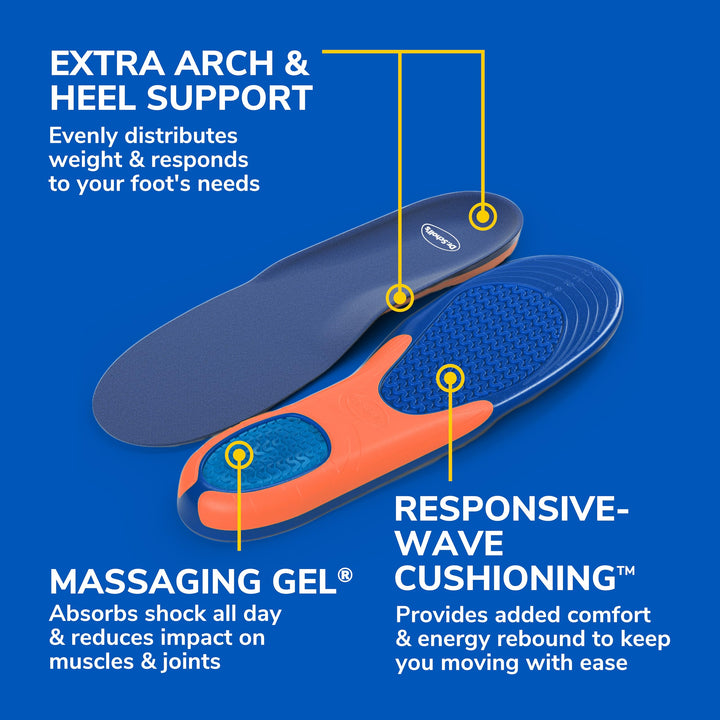 Dr. SchollÃ¢â‚¬â„¢s Extra Comfort Support Insoles Men, Size 8-14, 1 Pair: All-Day Comfort Shoe Inserts with Massaging Gel for Big & Tall Men, 200lbs+, Wide Feet - Arch Support Inserts for Men, Trim to Fit