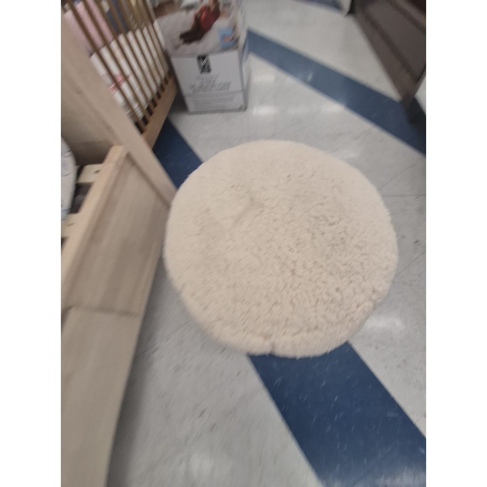 Fuzzy Ottoman - Round, Plush, Cream
