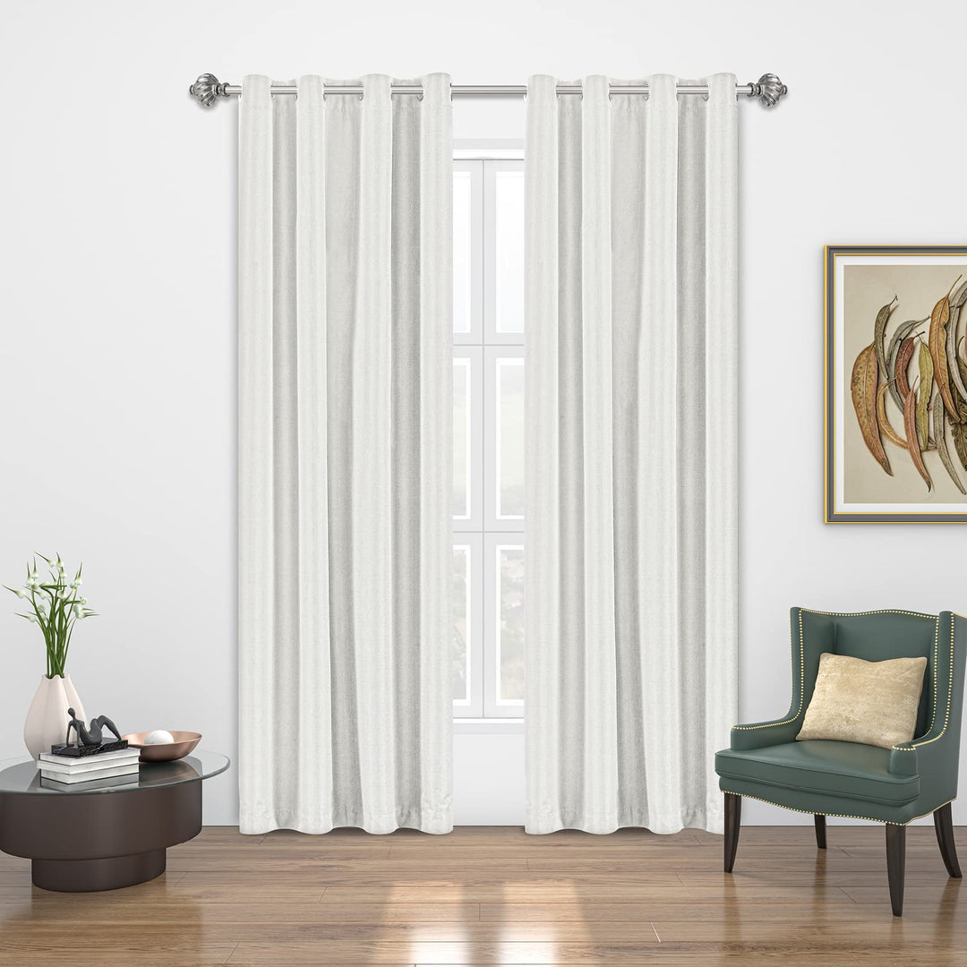 D E CURTAIN Blackout Curtains,Linen Curtains for Living Room or Bedroom 100% Absolutely Blackout,Back Coating Drapes for Quality Sleep and Privacy Protection,2 Panels Burg(Each 52 x 63 Inch,White)