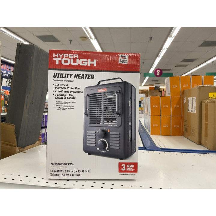 Hyper Tough Utility Heater - Tip Over & Overheat Protection, 3 Settings, Black