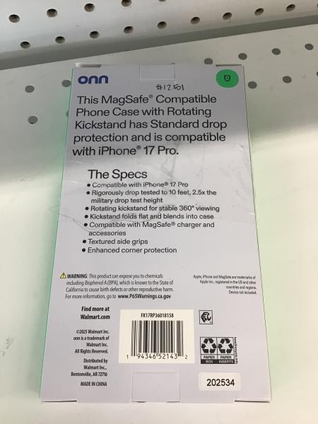 onn iPhone 17 Pro Case - MagSafe Compatible, Rotating Kickstand, Pink Retail $15.00