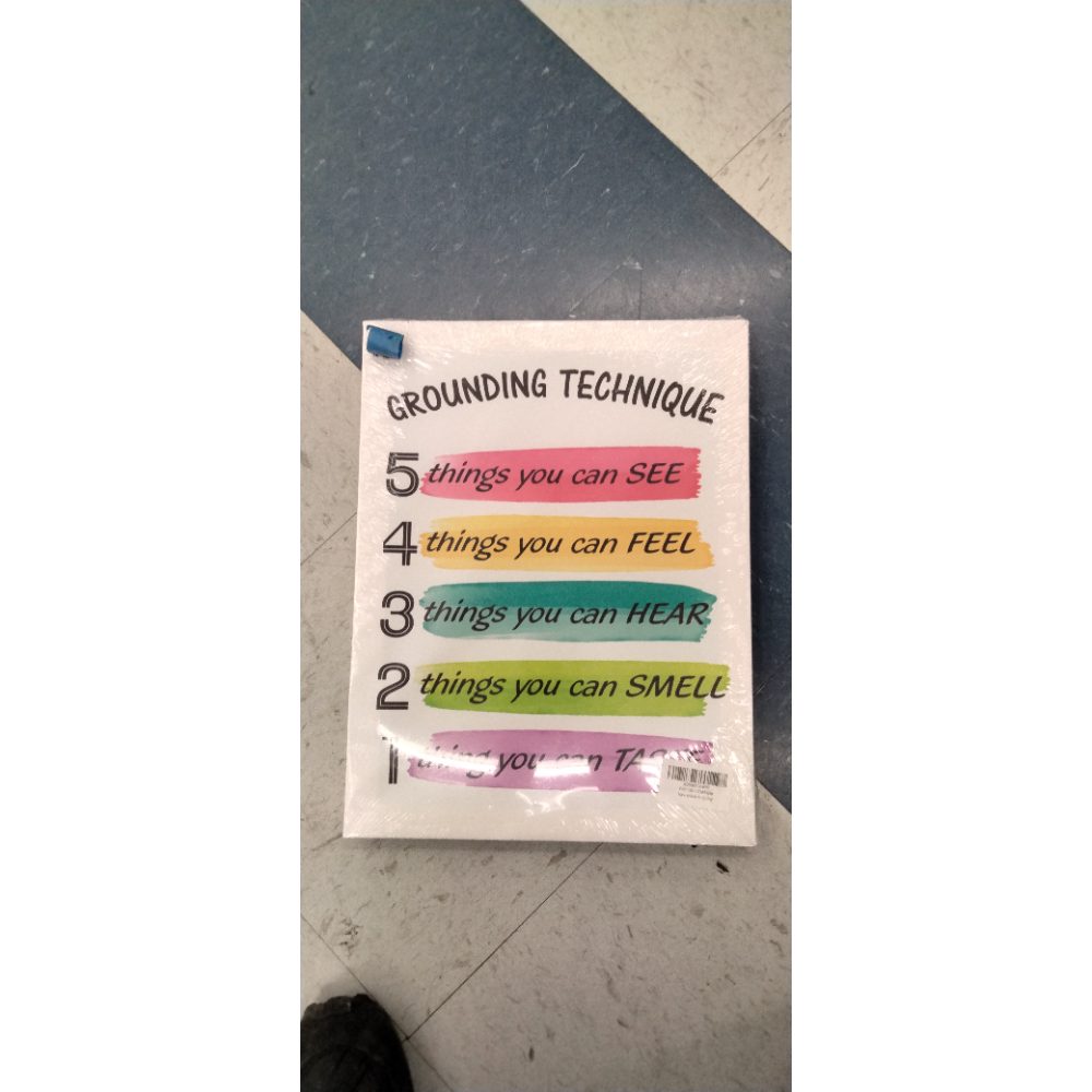Grounding Technique Canvas Wall Art Decor Grounding Exercises Poster Painting Framed Print Signs Colorful Picture for Home School Psychologist Office Decor 12 X 15 inch
