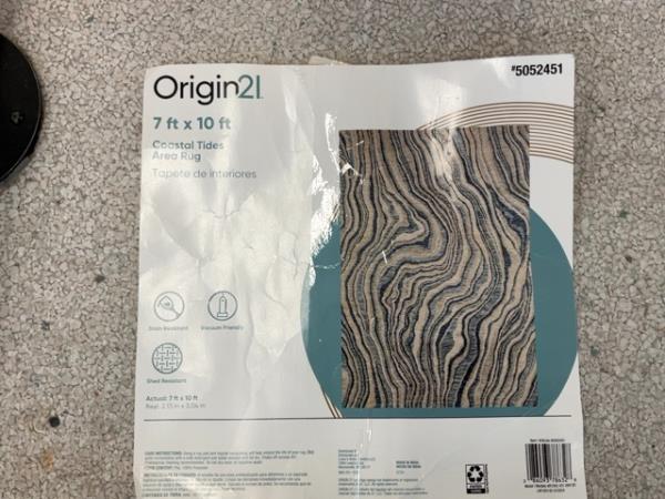 Origin2l Coastal Tides Area Rug - 7 ft x 10 ft - Stain Resistant, Vacuum Friendly Retail $180.00