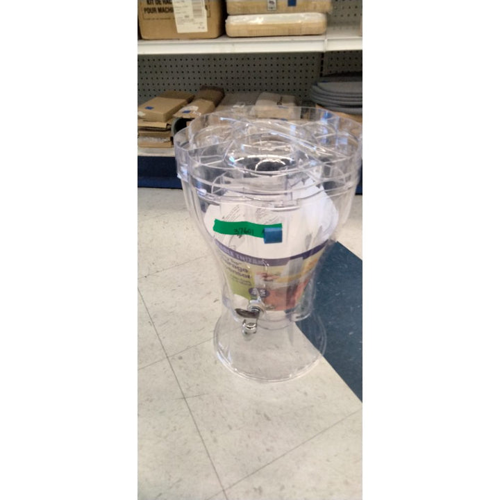 Buddeez 3.5 Gallon Break-Resistant Tritan Beverage Dispenser with Removable Ice-Cone and Party Top Lid That Holds Cups  Sweeteners  Garnishes and More