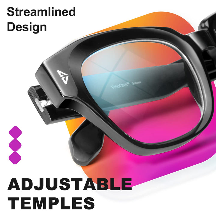 VISOONE Light Weight Square Blue Light Blocking Glasses with Anti Computer Glare for Gaming Women and Men GROUSE