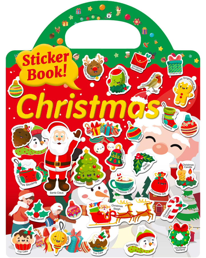 Benresive Christmas Reusable Sticker Book for Toddlers 1-3, Fun Stickers for 2-4 Years, 39 Pcs Cute Waterproof Stickers for Teens Girls Boys
