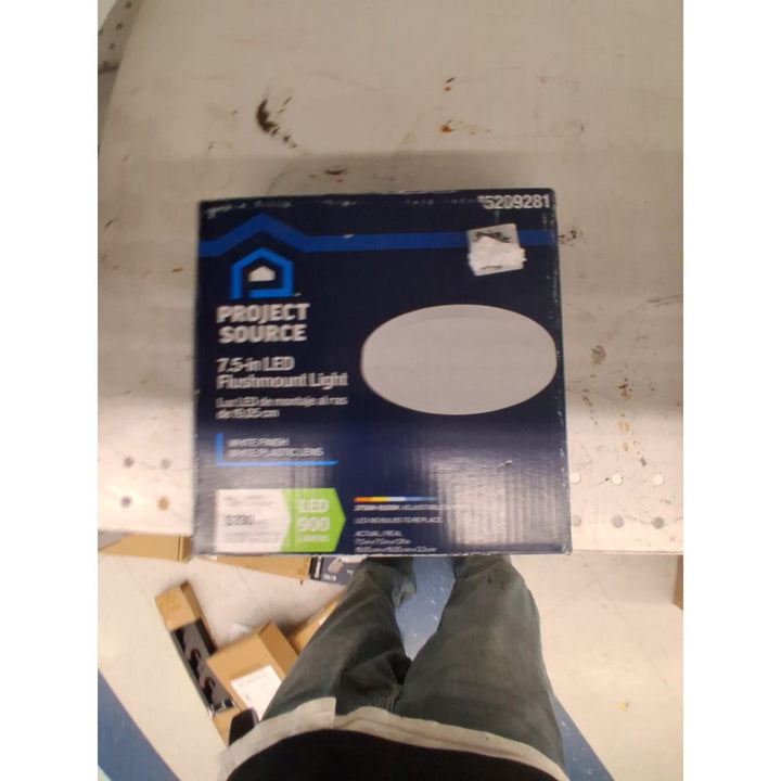 Project Source 1-Light 7.5-in Matte White Integrated LED Flush Mount Light