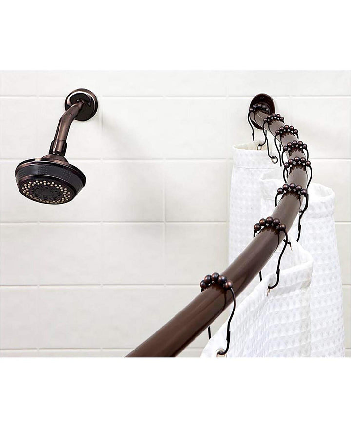 Bath Bliss Curved Shower Rod | Adjustable 42"-72" Inch | Bathroom Shower Curtain and Liner Rod | 33% More Space | Wall Mounted | Easy Installation | Oil Rubbed Bronze