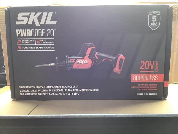 SKIL PWR CORE 20 Brushless 20V Compact Reciprocating Saw Tool Only-RS5825B-00 Retail $99.99