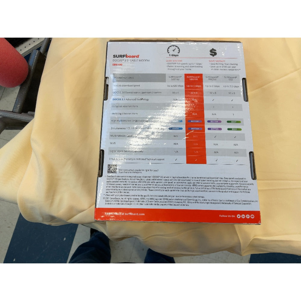 Arris SURFboard SB6190 Cable Modem - 1 Gbps Download Speeds, 32x8 DOCSIS Channels
