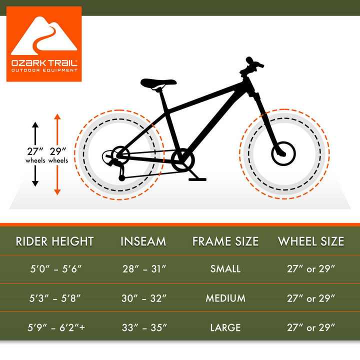 Ozark Trail 27.5  Vibe Mountain Bike  Medium Frame  Black  Adult  Unisex