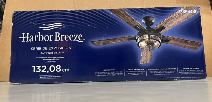 Harbor Breeze Summersville 52In Black Ceiling Fan- Cracked CANOPY, 3856486