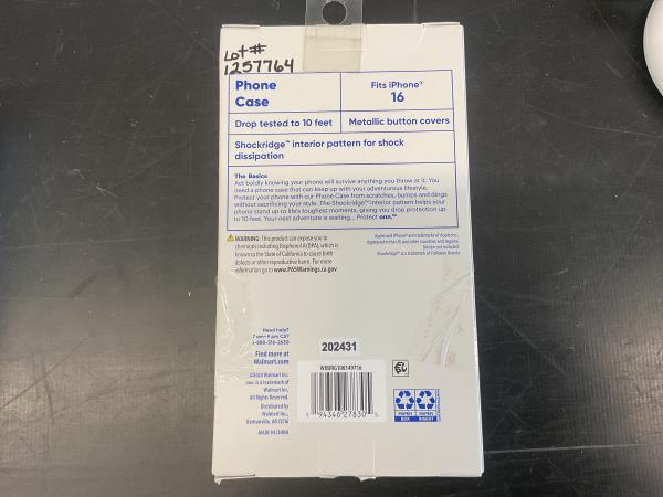 Onn. IPhone 16 gilltter case, 10’ drop protection Retail $12.98