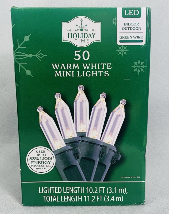 Clear Mini Light String 50 Count Christmas LED Warm White Green Wire Wedding 10 Retail $6.49