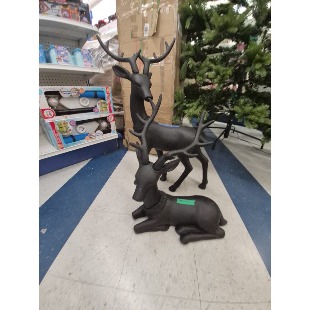 Unbranded Black Deer Statues Set - Outdoor Decor, Yard Art