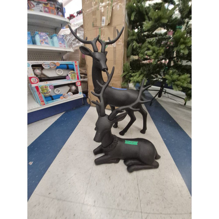Unbranded Black Deer Statues Set - Outdoor Decor, Yard Art