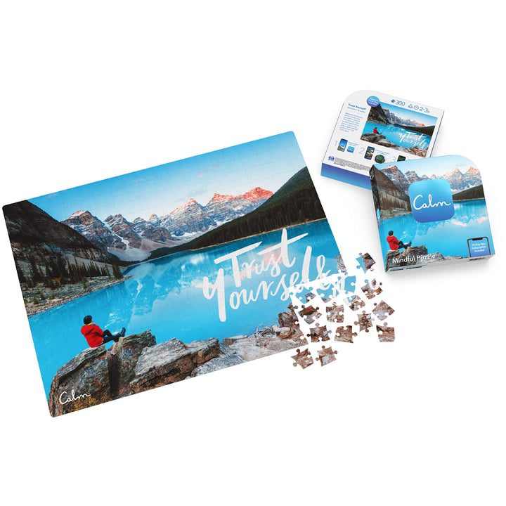 SPIN MASTER GAMES Spin Master 300-Piece Calm Jigsaw Puzzle for Relaxation, Stress Relief, and Mood Elevation, for Adults and Kids Ages 8 and up, Trust Yourself Retail $12.00